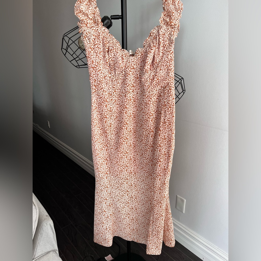 Long orange/white peasant dress